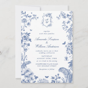 Elegant Baroque Dusty Blue  Lijst Wedding Kaart