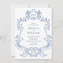 Elegant Baroque Dusty Blue Lijst Wedding QR code
