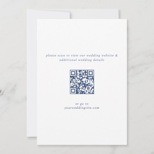 Elegant Baroque Dusty Blue Lijst Wedding QR code Kaart (Achterkant)