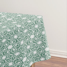 Elegant Baroque Flower Pattern Sage Green Tafelkleed
