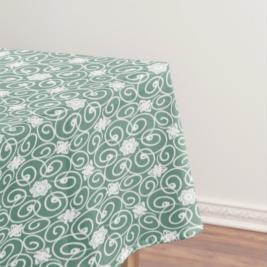 Elegant Baroque Flower Pattern Sage Green Tafelkleed (Voorbeeld)