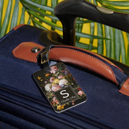 Elegant Baroque Flowers maakt nog steeds kunstschi Bagagelabel (Voorkant Insitu 1)