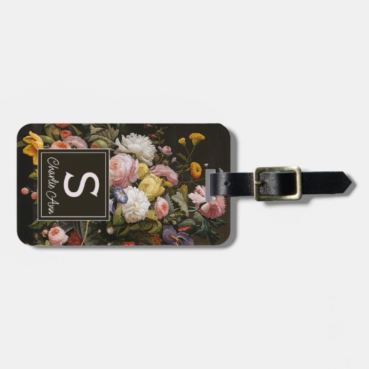 Elegant Baroque Flowers maakt nog steeds kunstschi Bagagelabel (Voorkant horizontaal)