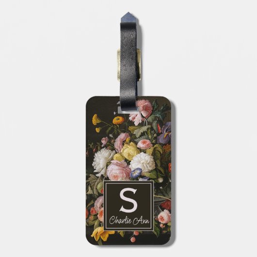Elegant Baroque Flowers maakt nog steeds kunstschi Bagagelabel (Achterkant verticaal)