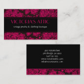 Elegant Baroque Fushia & zwarte kaart Visitekaartje (Voorkant / Achterkant)
