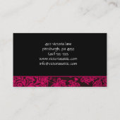 Elegant Baroque Fushia & zwarte kaart Visitekaartje (Achterkant)