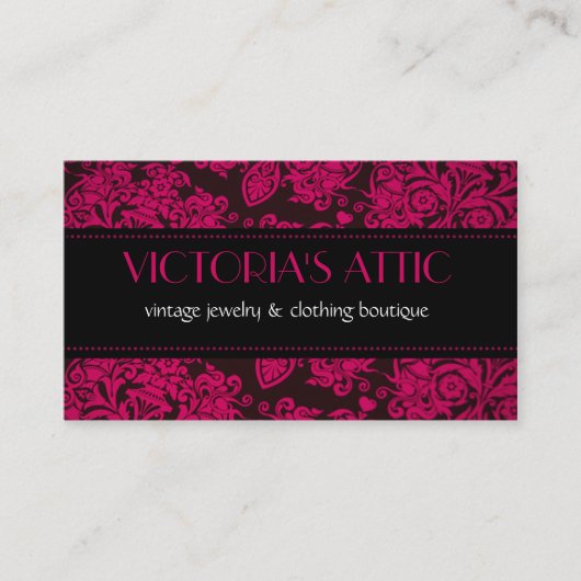 Elegant Baroque Fushia & zwarte kaart Visitekaartje (Voorkant)