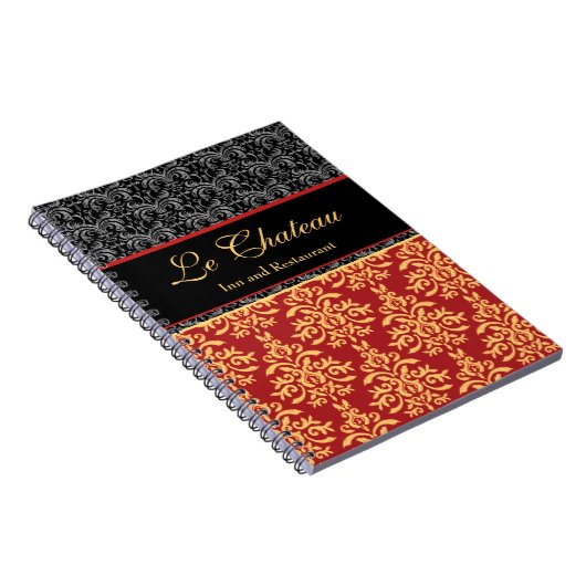 Elegant Baroque Gilded Damask Designer Notitieboek (Rechterzijde)