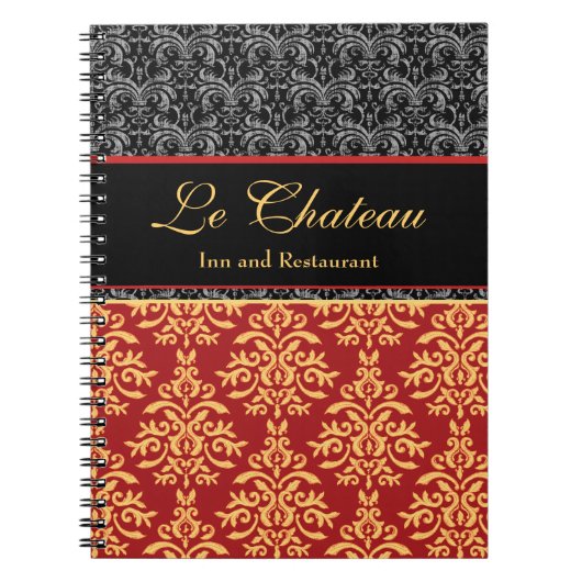 Elegant Baroque Gilded Damask Designer Notitieboek (Voorkant)