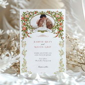 Elegant Baroque Gold Floral Photo Wedding Kaart