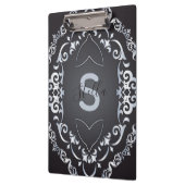 Elegant Baroque Luxury Chic Black & Silver Border Klembord (Links)