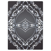 Elegant Baroque Luxury Chic Black & Silver Border Klembord (Achterkant)