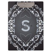 Elegant Baroque Luxury Chic Black & Silver Border Klembord (Voorkant)