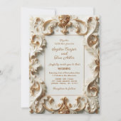 Elegant Baroque Opulence Ivory Gold Frame Wedding Kaart (Voorkant)