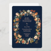 Elegant Baroque Rococo Floral Wreath Wedding Kaart (Voorkant / Achterkant)