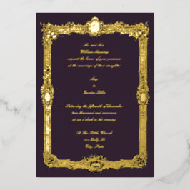 Elegant  Baroque Rococo Lijst Wedding Folie Uitnodiging