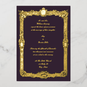 Elegant  Baroque Rococo Lijst Wedding Folie Uitnodiging