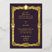 Elegant  Baroque Rococo Lijst Wedding Folie Uitnodiging (Voorkant)
