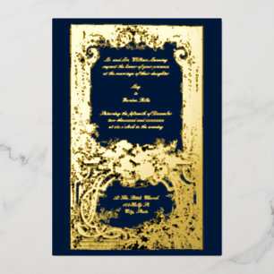 Elegant Baroque Rococo Vogels Wedding Invitations Folie Uitnodiging