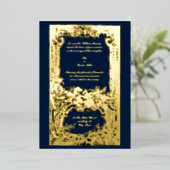 Elegant Baroque Rococo Vogels Wedding Invitations Folie Uitnodiging (Staand Voorkant)
