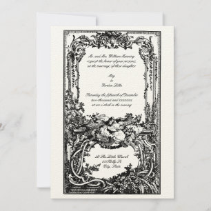 Elegant Baroque Rococo Vogels Wedding Invitations Kaart