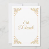 Elegant Baroque Schrift Witgoud Eid Mubarak Feestdagenkaart (Voorkant)