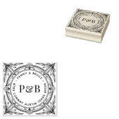 Elegant Baroque Wooden Return Address Stamp Rubberstempel (Gestempeld)