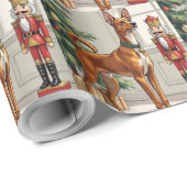 Elegant Basenji Dog Nutcracker Modern Christmas Cadeaupapier (Rol Hoek)