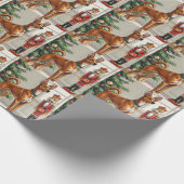 Elegant Basenji Dog Nutcracker Modern Christmas Cadeaupapier (Hoek)