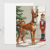 Elegant Basenji Dog Nutcracker Modern Christmas Feestdagenkaart (Voorkant / Achterkant)
