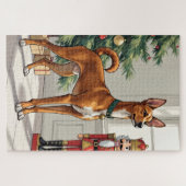 Elegant Basenji Dog Nutcracker Modern Christmas Legpuzzel (Horizontaal)