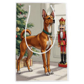 Elegant Basenji Dog Nutcracker Modern Christmas Medium Cadeauzakje (Voorkant)