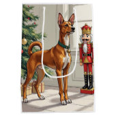 Elegant Basenji Dog Nutcracker Modern Christmas Medium Cadeauzakje (Achterkant)