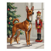 Elegant Basenji Dog Nutcracker Modern Christmas Perfect Poster (Voorkant)