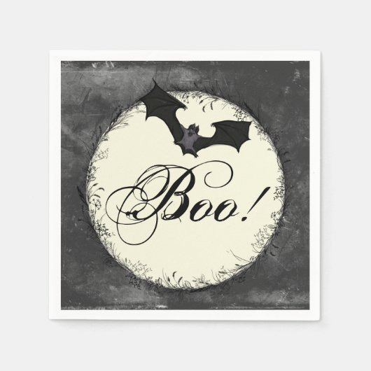Elegant Bat Boo Halloween Servet (Voorkant)