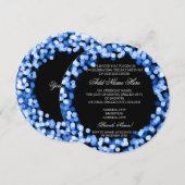 Elegant Bat Mitzvah Blue Sparkly Lights Kaart (Voorkant / Achterkant)