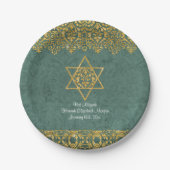 Elegant Bat Mitzvah Celebration Party Gold Glitter Papieren Bordje (Voorkant)