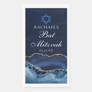 Elegant Bat Mitzvah Feest Aangepaste Navy Blue Gol Servet