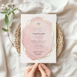 Elegant Bat Mitzvah Gold Star Pink Waterverf Kaart<br><div class="desc">Dit moderne ontwerp is voorzien van uw aangepaste tekst op een waterverf splash geschetst in een geometrisch gevormd lijst. Gebruik het sjabloon formulier om jouw tekst toe te voegen. Met de geavanceerde bewerkingsmenu's, die u kunt openen door te kiezen voor bewerken met de "Design Tool", kunt u de lettertypen en...</div>