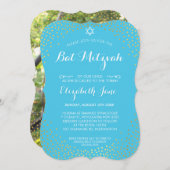 ELEGANT BAT MITZVAH mini rustiek goud confetti aqu Kaart (Voorkant / Achterkant)