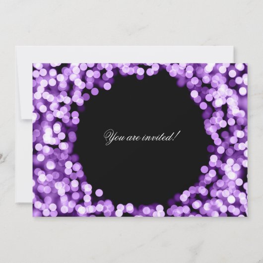 Elegant Bat Mitzvah Paarse Sparkly Lights Kaart (Achterkant)