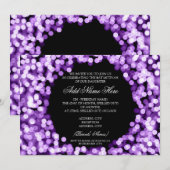 Elegant Bat Mitzvah Paarse Sparkly Lights Kaart (Voorkant / Achterkant)