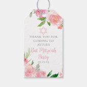 Elegant Bat Mitzvah Party Personalized Pink Floral Cadeaulabel (Voorkant)