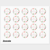 Elegant Bat Mitzvah Party Personalized Pink Floral Ronde Sticker (Vel)