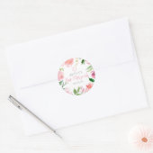 Elegant Bat Mitzvah Party Personalized Pink Floral Ronde Sticker (Envelop)