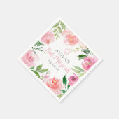 Elegant Bat Mitzvah Party Personalized Pink Floral Servet (Hoek)