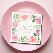 Elegant Bat Mitzvah Party Personalized Pink Floral Servet