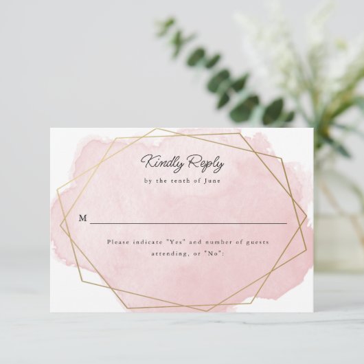 Elegant Bat Mitzvah Roze Waterverf Reageer Kaart (Staand voorkant)