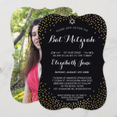 ELEGANT BAT MITZVAH rustiek goud confetti zwart Kaart (Voorkant / Achterkant)