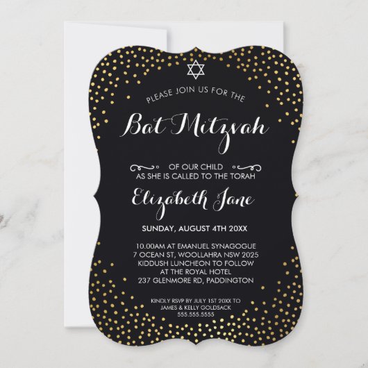 ELEGANT BAT MITZVAH rustiek goud confetti zwart Kaart (Voorkant)